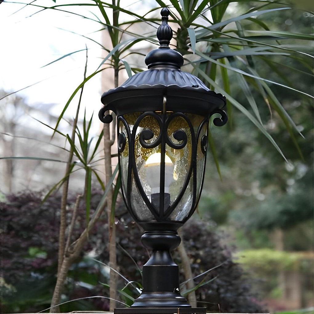 WINDSOR BUBBLE GLASS OUTDOOR PILLAR LANTERN
