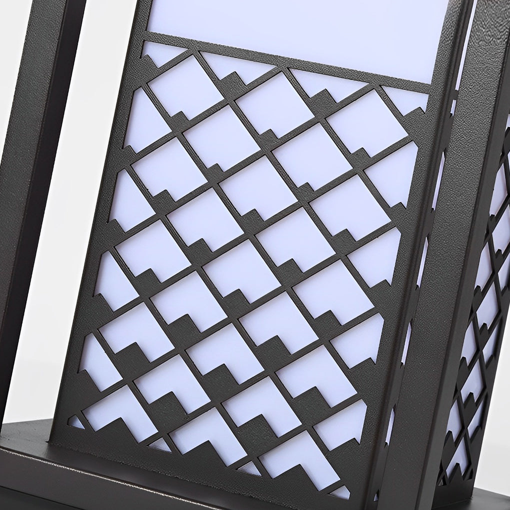 WINTERBOURNE SOLAR-POWERED BLACK LED PATH LIGHTS WITH VINTAGE PATTERNING FOR GARDEN WALKWAYS