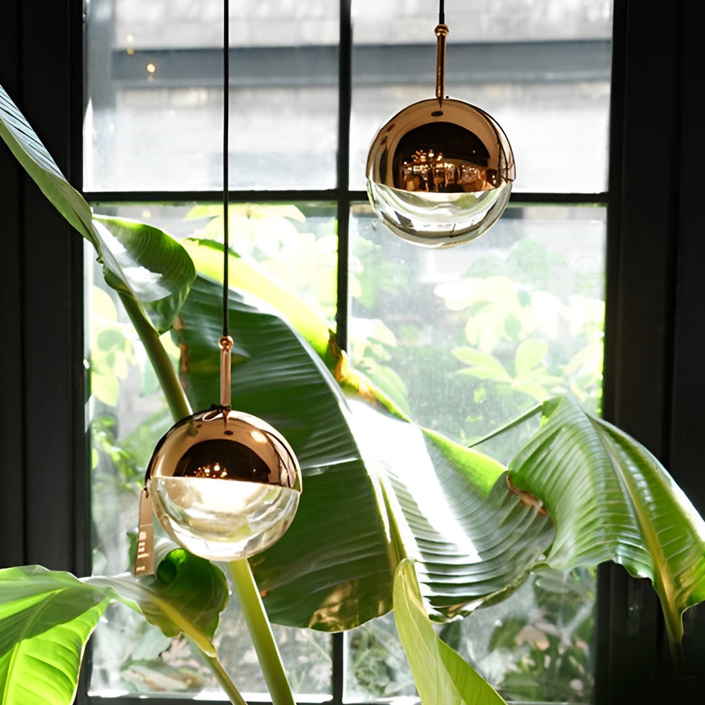 WINTHROPE SPHERICAL ROTATING METAL AND GLASS PENDANT LIGHT