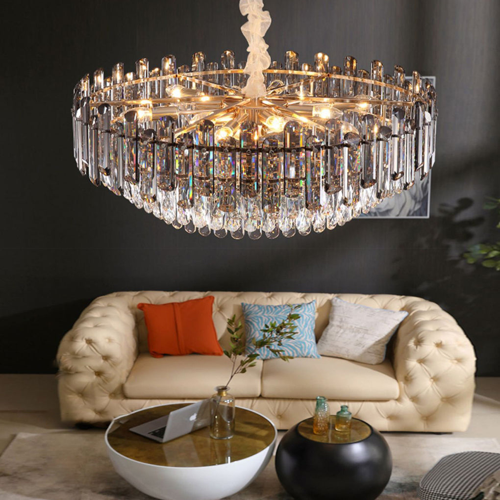 WINTHROP CRYSTAL LAYERED OVAL CHANDELIER