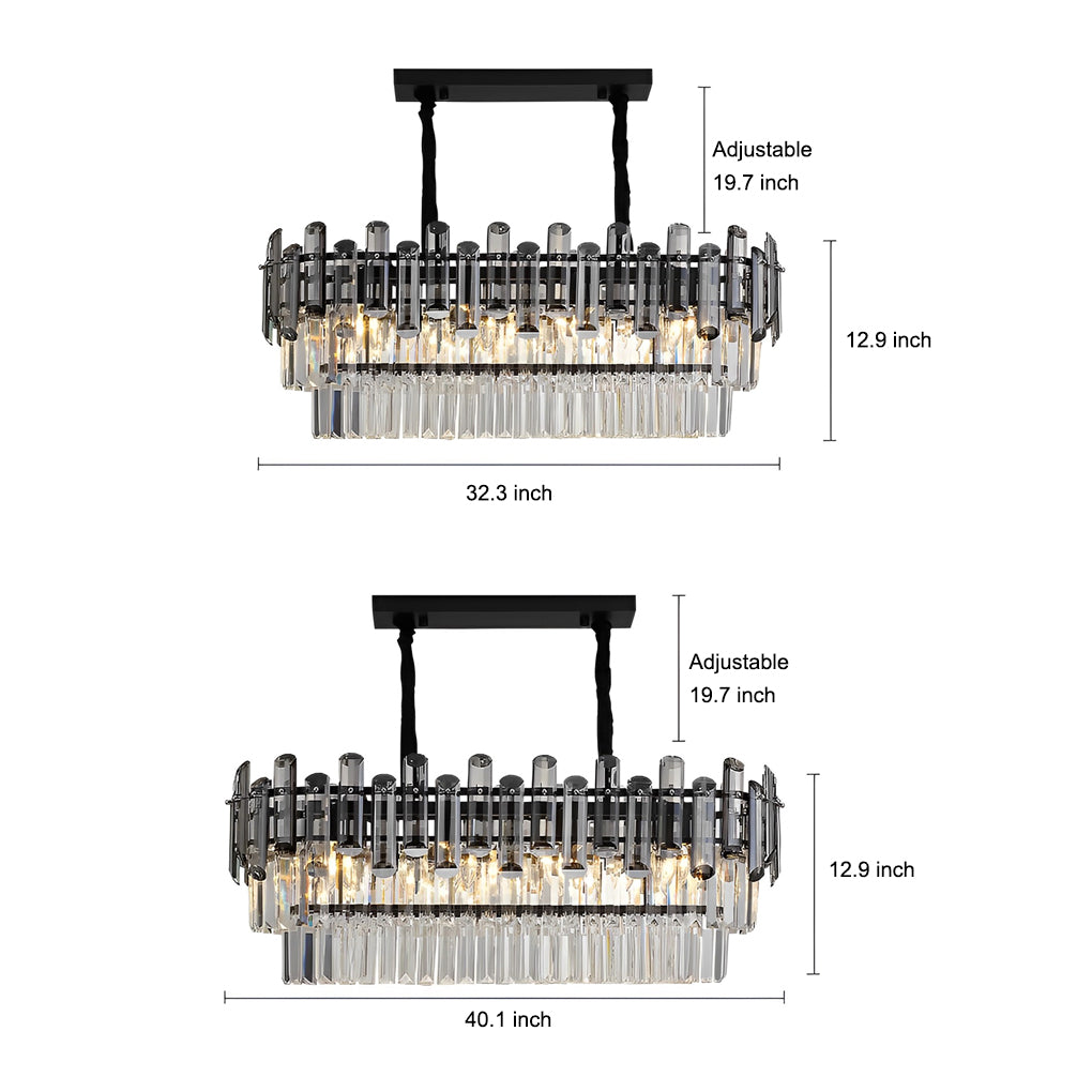 WINDSOR CRYSTAL RECTANGULAR THREE-TIER DIMMING CHANDELIER