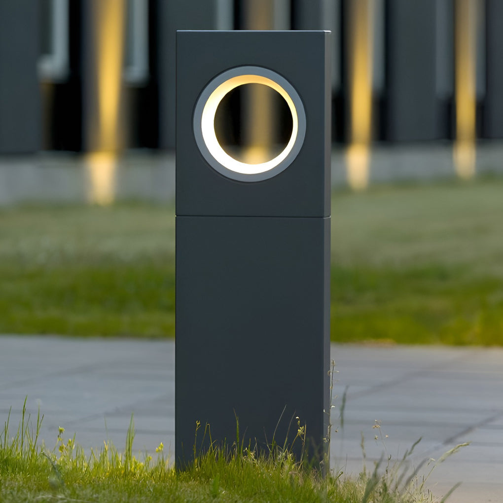 RAVENSHIRE MODERN OUTDOOR PATH LIGHTING WITH DISTINCTIVE CIRCULAR APERTURE