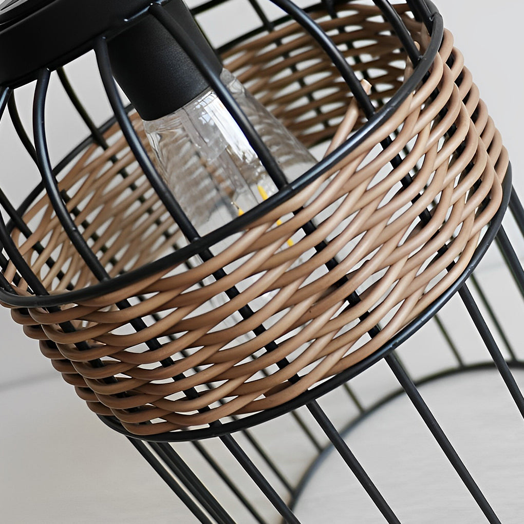 WINTERBOURNE WICKER SOLAR LANTERN WITH WATER-RESISTANT DESIGN