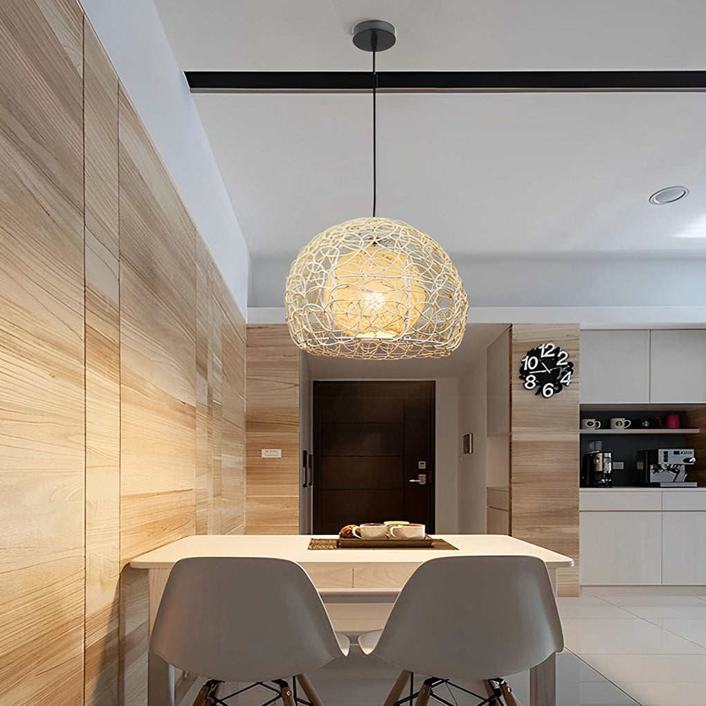 WHITLEY WOVEN RATTAN SPHERE PENDANT LIGHT