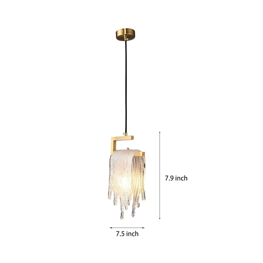 WINTHORPE COPPER-ACCENTED GLASS PENDANT WITH LED SWITCH