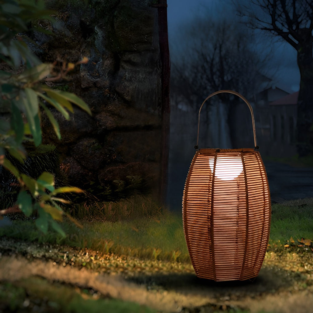 WINTERBOURNE RATTAN LED GLOBE OUTDOOR LANTERN