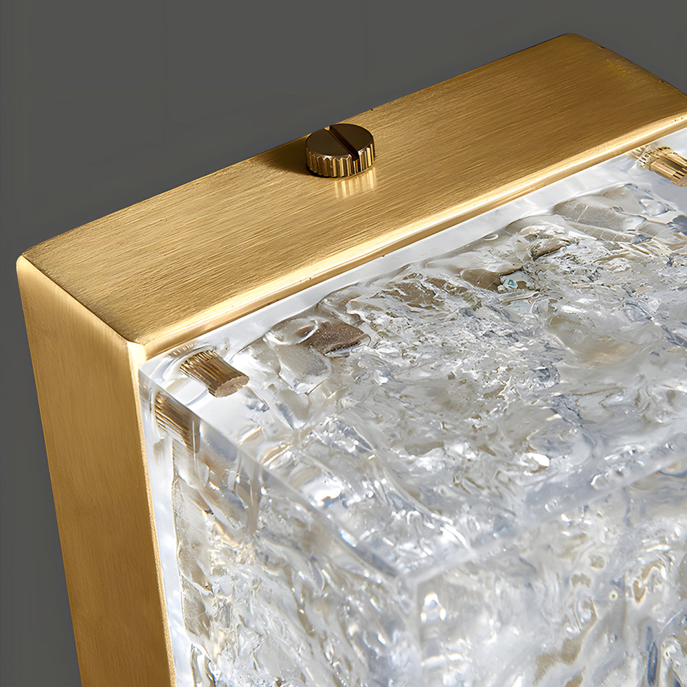 RAVENSTHORPE RECTANGULAR BRASS LED WALL LANTERN WITH ICE RESIN ACCENTS