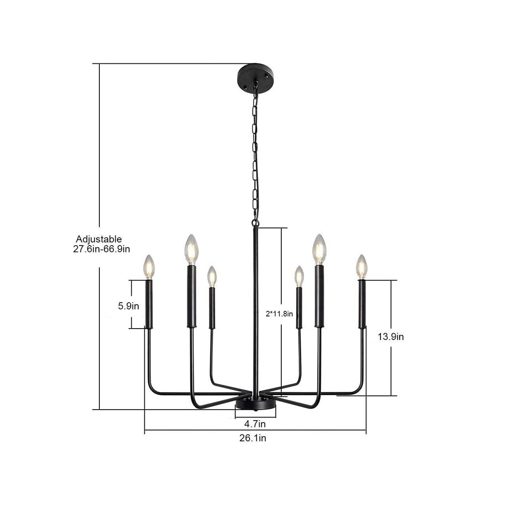 WINTERBOURNE SIX-LIGHT IRON CANDLE CHANDELIER