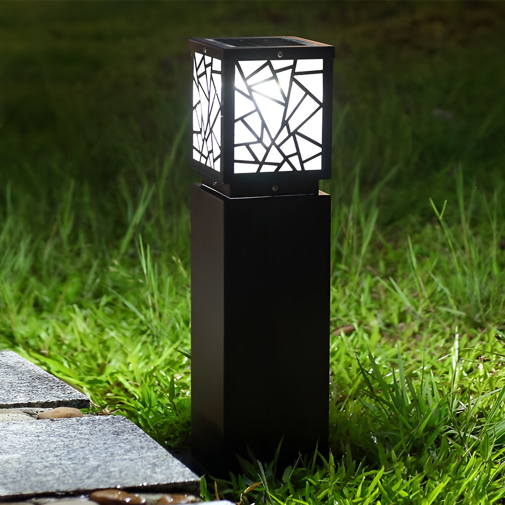 WINDSOR SOLAR GLOW PATHWAY LANTERNS - BLACK WATER-RESISTANT OUTDOOR BOLLARD LIGHTING