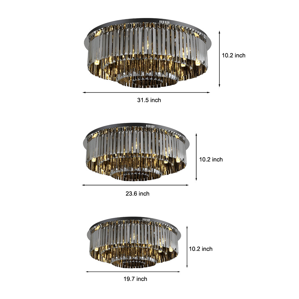 WINTERBOURNE SMOKY CRYSTAL TRILOGY CEILING LUMINAIRE