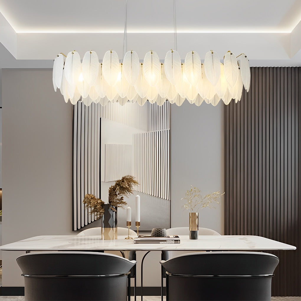 WINDSOR GLASS PLUME TRIFOLD CHANDELIER FOR DINING SPACES