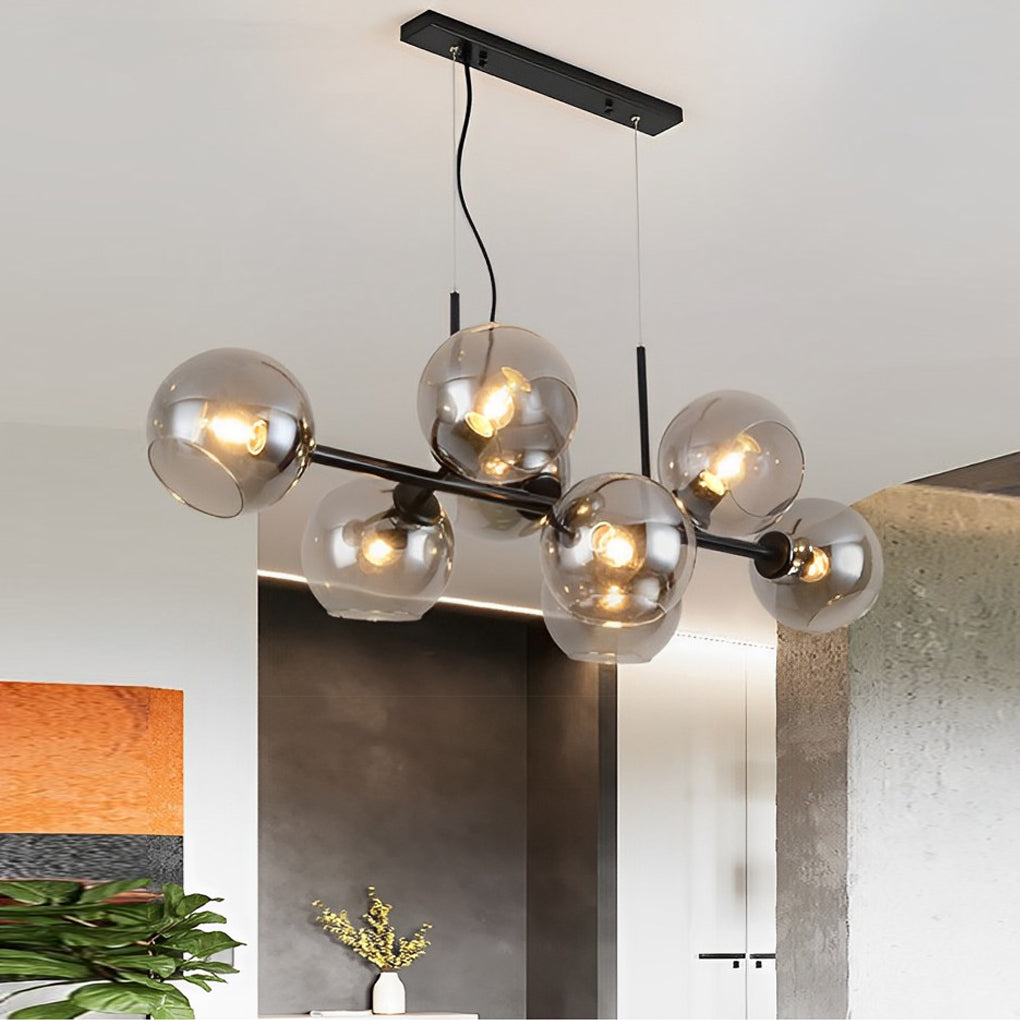 WINTHROP EIGHT-BULB GLASS SHADE CHANDELIER FOR DINING SPACES