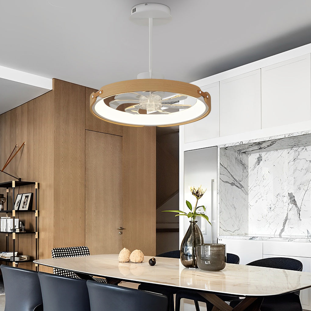 RIVERTON CIRCULAR WOODEN LED CEILING FAN WITH SMART DIMMING CONTROL
