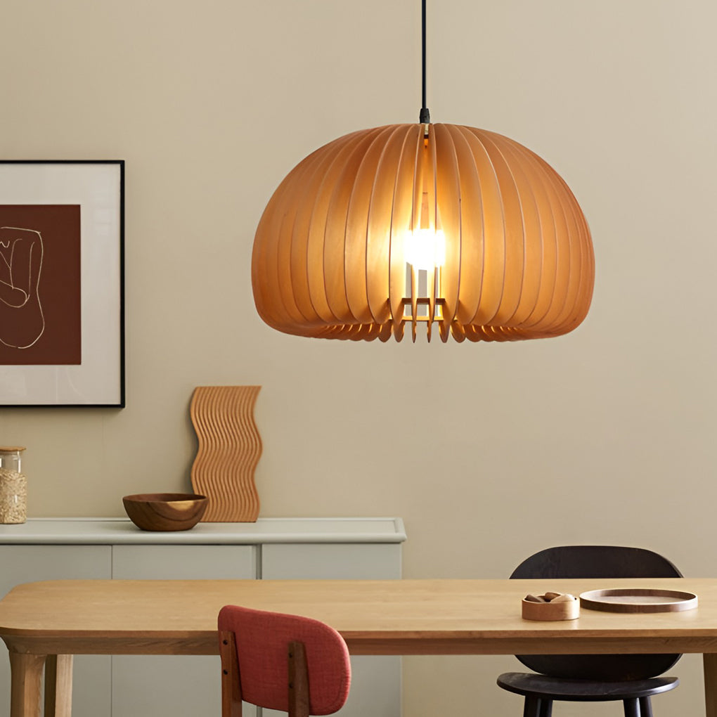 WINTERBOURNE WOODEN PUMPKIN PENDANT LUMINAIRE