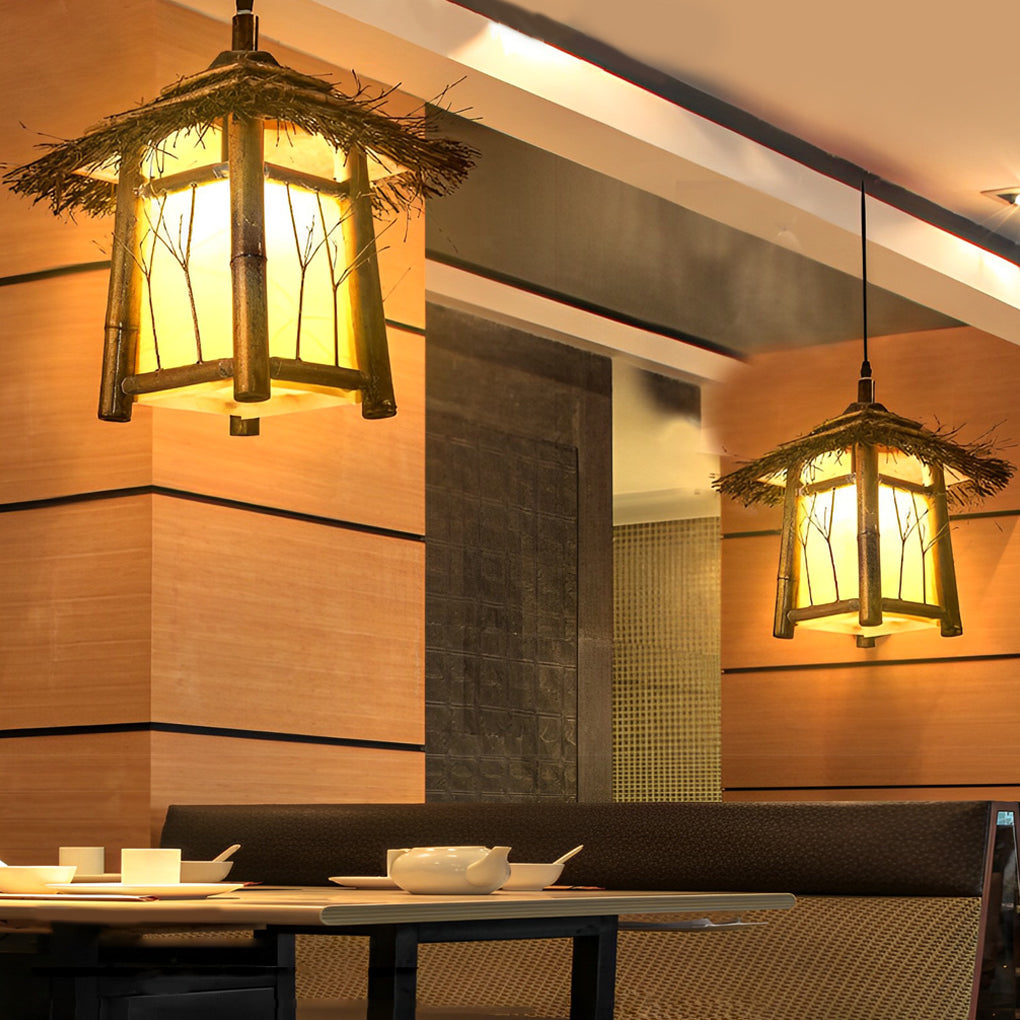 BRAMBLEWICK BAMBOO CANOPY LANTERN - Multifunctional Outdoor Pendant and Post Illumination