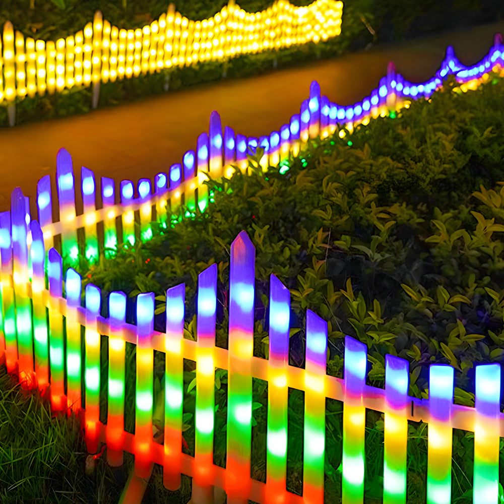 1. **WINSLOW WAVES GARDEN FENCE LANTERNS SET** - A charming collection of eight solar-powered LED lights designed in a graceful wave shape, perfect for illuminating your garden during the festive season.

2. **HARLEQUIN HORIZON SOLAR GLOW FENCE ACCENTS**