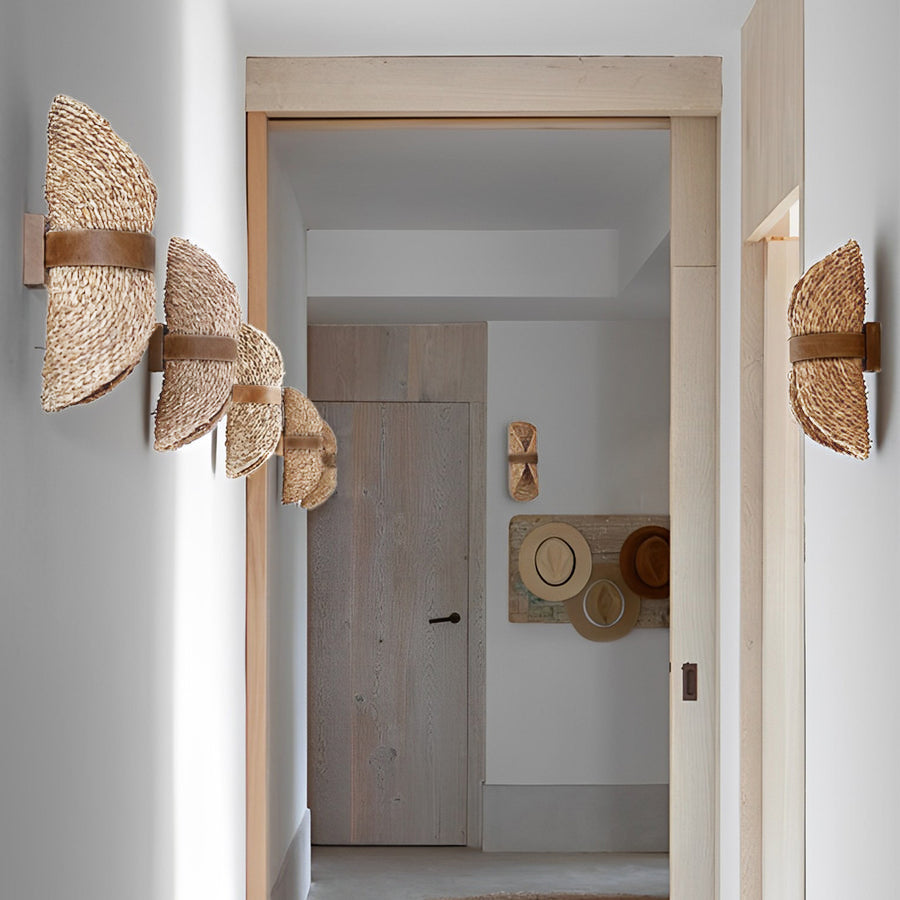 WHITBY RATTAN WOVEN LED TWIN-FACED WALL SCONCE