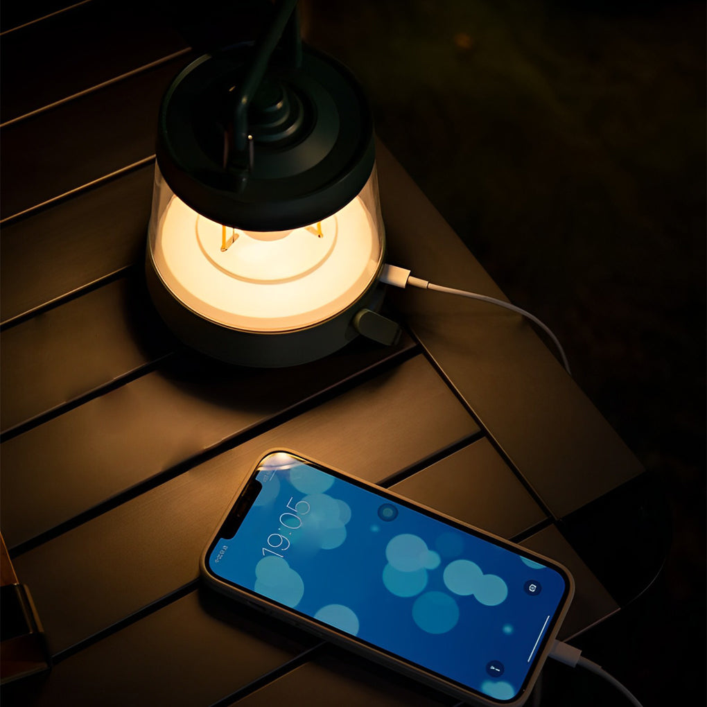 WINDSOR GREEN LED CAMPING LANTERN WITH DIMMABLE FUNCTIONALITY AND WATERPROOF DESIGN