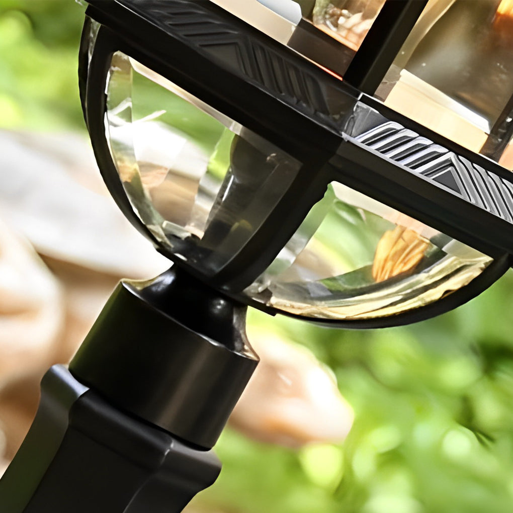 BLACKTHORN VINTAGE OUTDOOR LANTERN, WATER-RESISTANT METAL AND GLASS FENCE ILLUMINATION