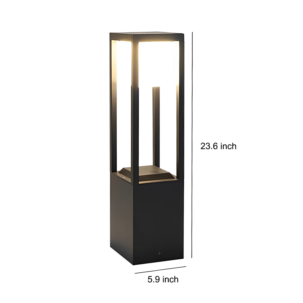 RAVENHURST SOLAR-POWERED RECTANGULAR PATH LIGHTING IN BLACK ALUMINUM