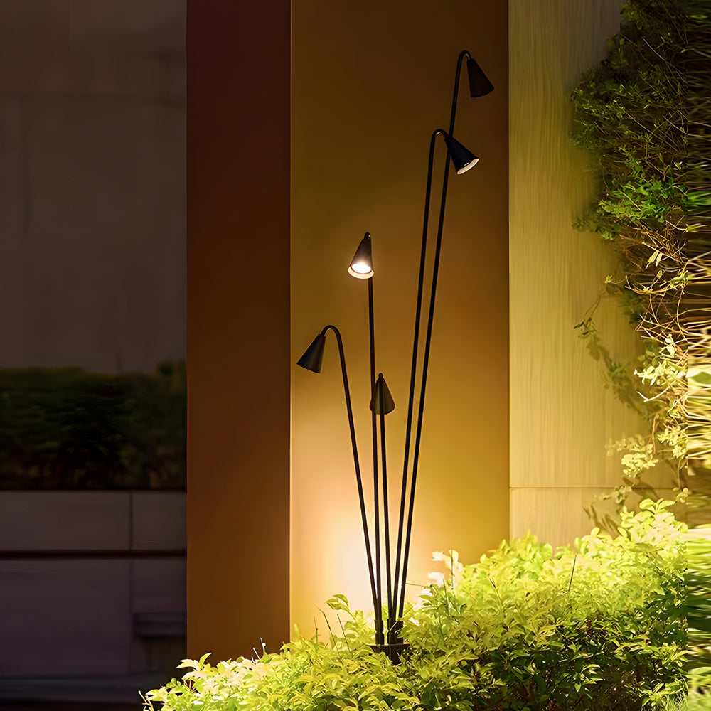 WINTERBOURNE TRIPLE-ARM BLACK LED FLOOR LANTERN