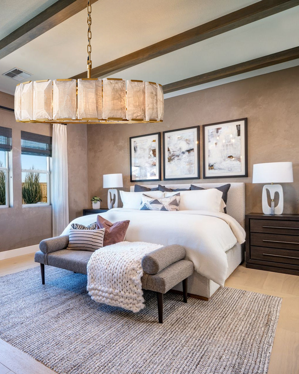 VALLONNE NATURAL STONE ROUND CEILING LUMINAIRE