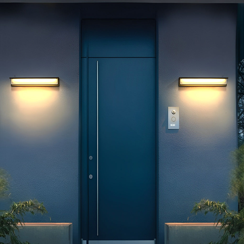 WINTHROP SOLAR-POWERED RECTANGULAR WALL SCONCE WITH WATER-RESISTANT DESIGN