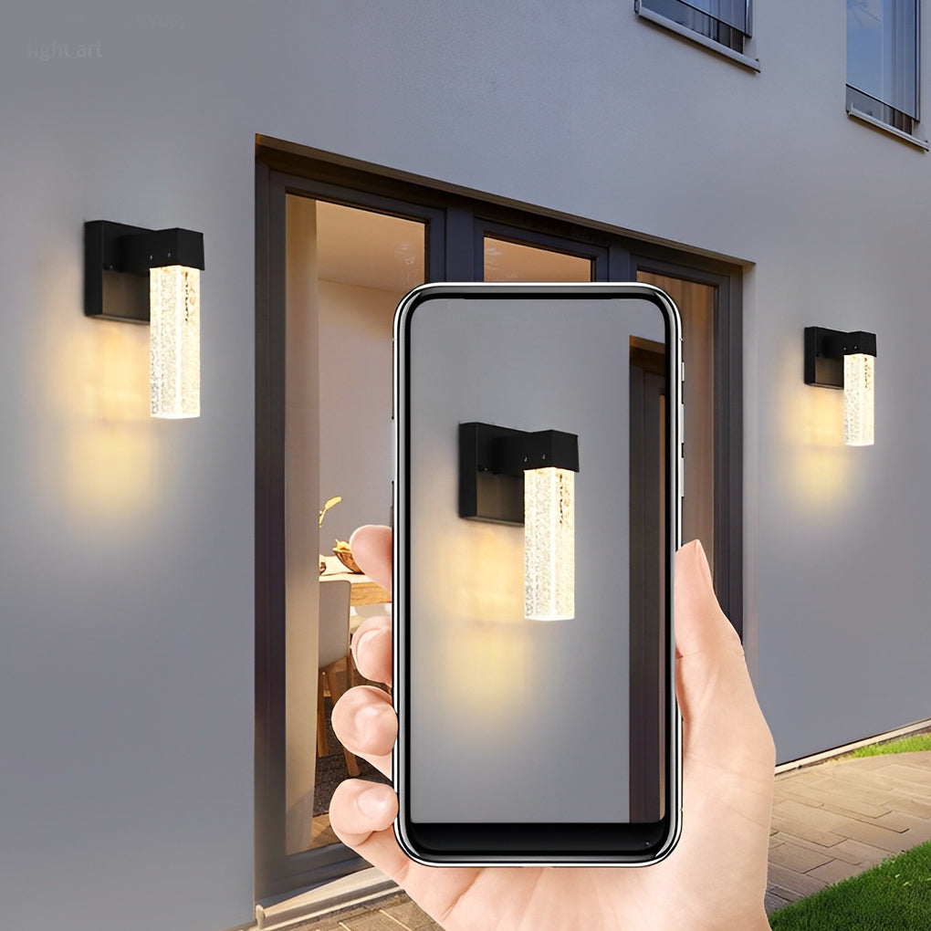 RAVENHURST BLACK CRYSTAL OUTDOOR WALL SCONCE WITH WATER-RESISTANT LED ILLUMINATION