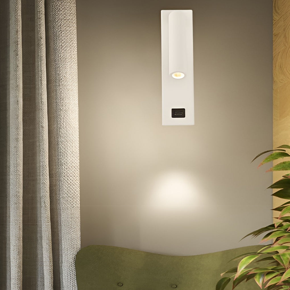 WINDSOR RECTANGULAR LED WALL SCONCE WITH USB CHARGING AND SWITCH