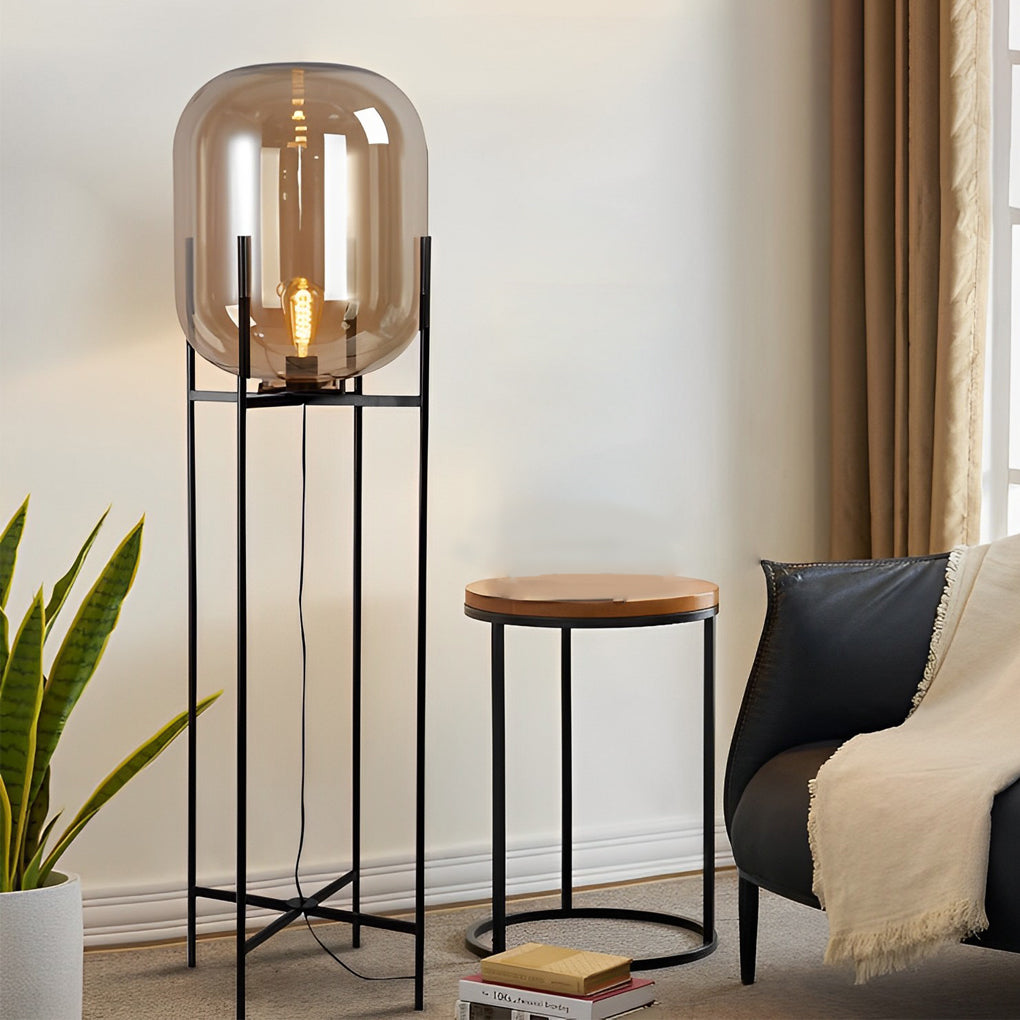 WINDSOR METAL FRAME AND HANDCRAFTED GLASS TOWER LAMP