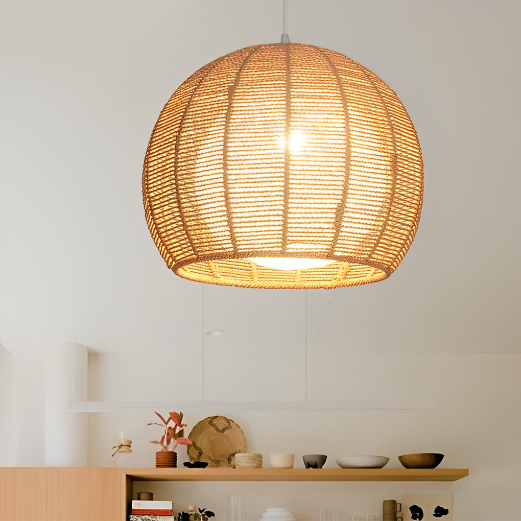 WINTHROPE WOVEN RATTAN LED PENDANT LANTERN