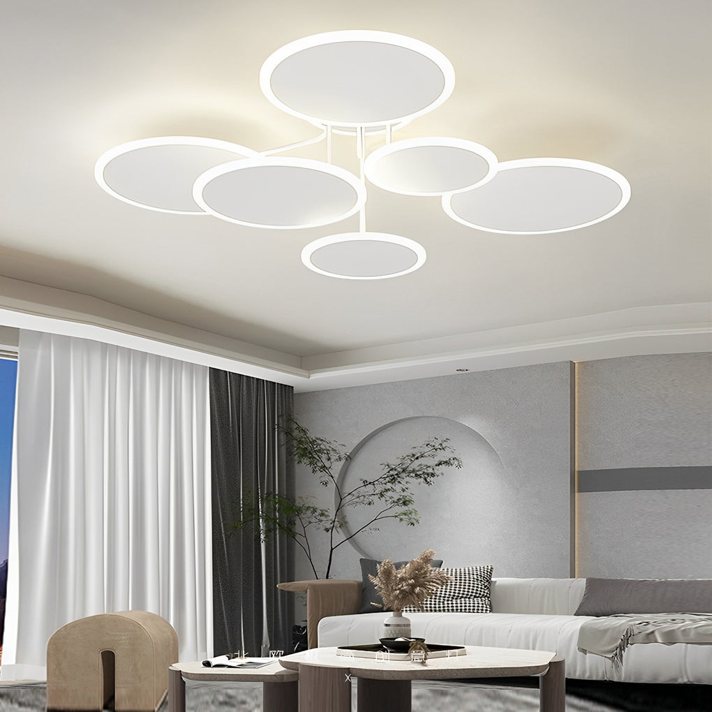 WINSLOW TRIO DIMMERED LED CIRCULAR CEILING LUMINAIRE"  
2. "LAVERTON THREE-TIERED LED ROUND LIGHTING FIXTURE"  
3. "HARTFIELD MATTE WHITE LED TRILOGY CEILING ILLUMINATOR"  
4. "CAVENDISH MODERNIST ROUND DIMMABLE CEILING LIGHT"  
5. "FENWICK TRIPLE ADJUSTA