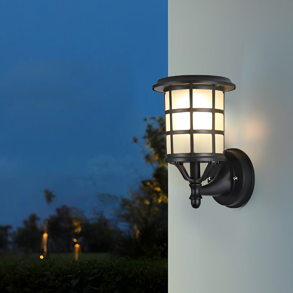 WINTHROP BLACK SOLAR WALL LANTERNS WITH TRIPLE DIMMING OPTIONS