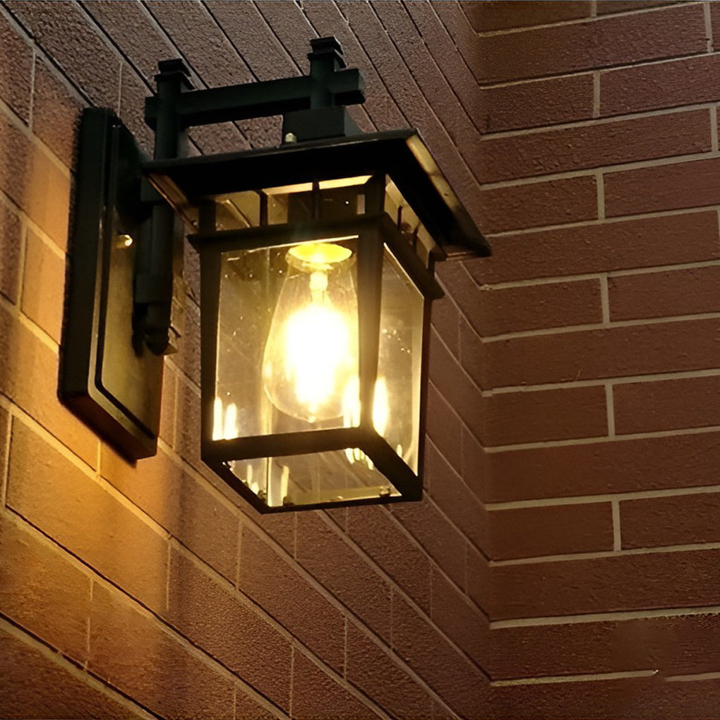 WINDSOR GLASS SHIELD OUTDOOR WALL LANTERN, WEATHER-RESISTANT SCONCE LIGHTING WITHOUT BULB
