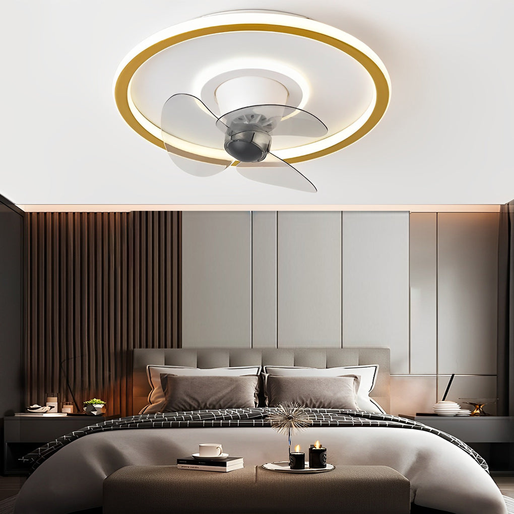 1. **WINSLOW WHISPERING CEILING FAN LUMINAIRE**  
   Features a silent operation with 360° rotation and adjustable brightness, blending seamlessly into any modern space.

2. **HATHERLEIGH INVISIBLE AIRFLOW ILLUMINATOR**  
   Combines a sleek design with d