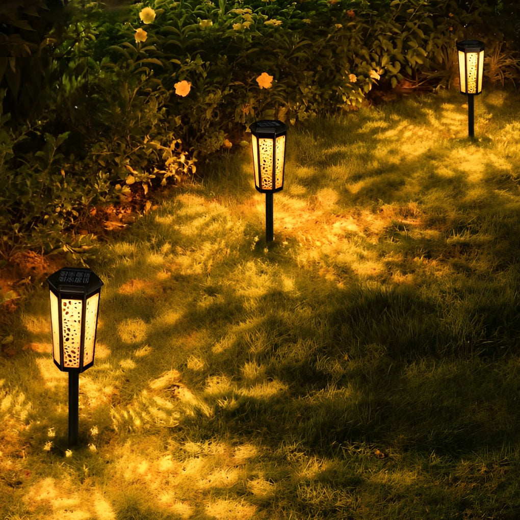 WINTHROP RAINBOW HEXAGON SOLAR GARDEN LANTERN, WEATHERPROOF LANDSCAPE ILLUMINATION