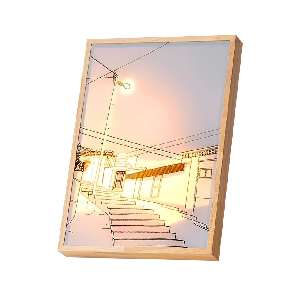 WINTERBOURNE WOODEN FRAME TOUCH-SENSITIVE DIMMABLE SUNSET ILLUMINATION ART LIGHT