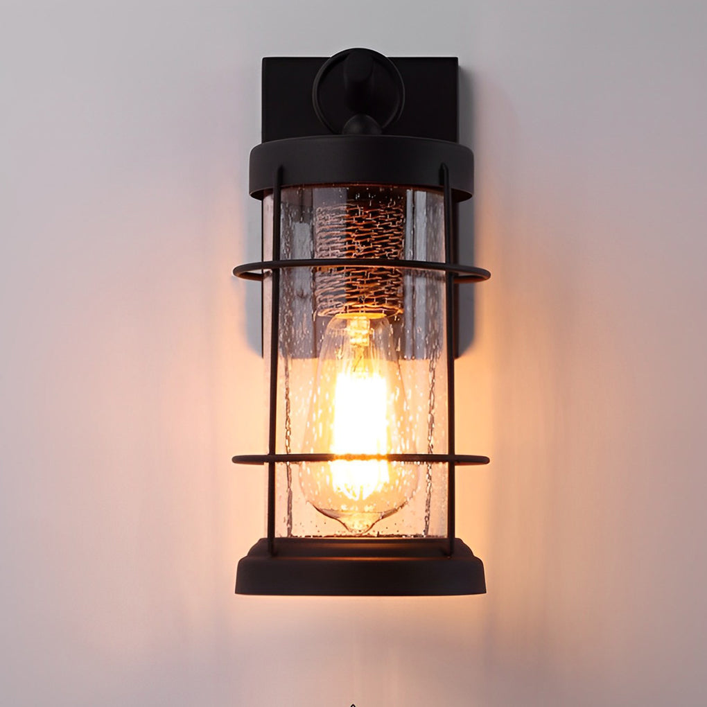 WHITBY RUSTIC IRON & GLASS OUTDOOR WALL LANTERN