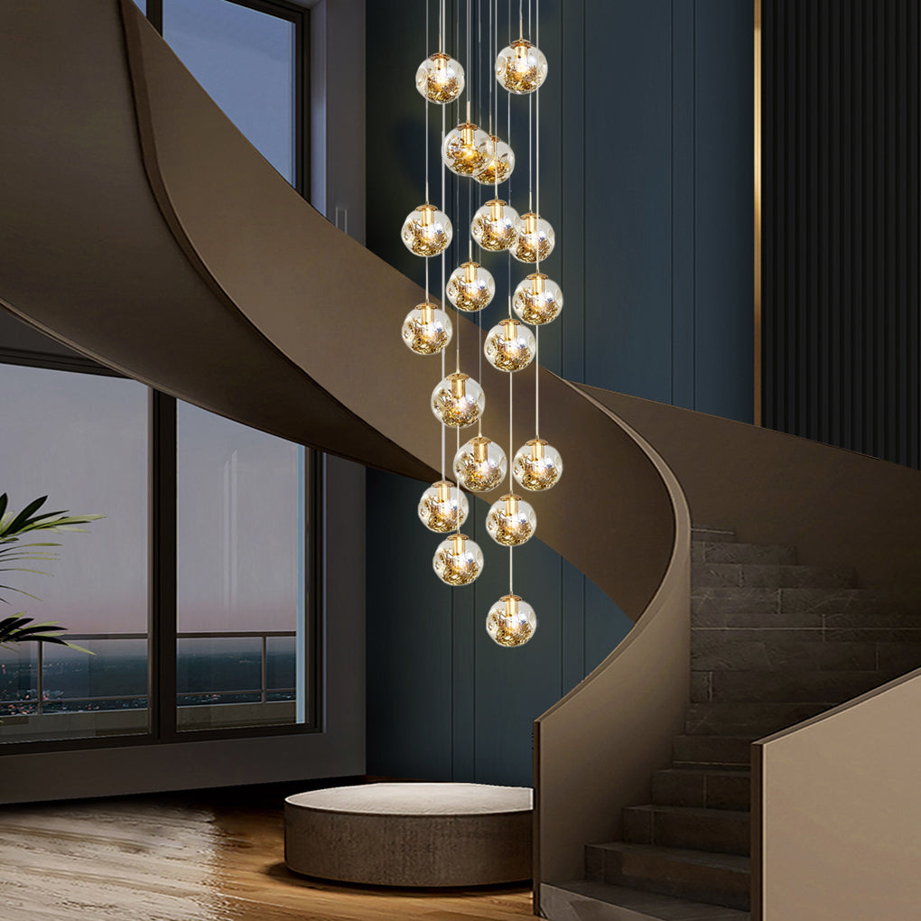 WINDSOR COGNAC CRYSTAL GLOBE ADJUSTABLE CHANDELIER