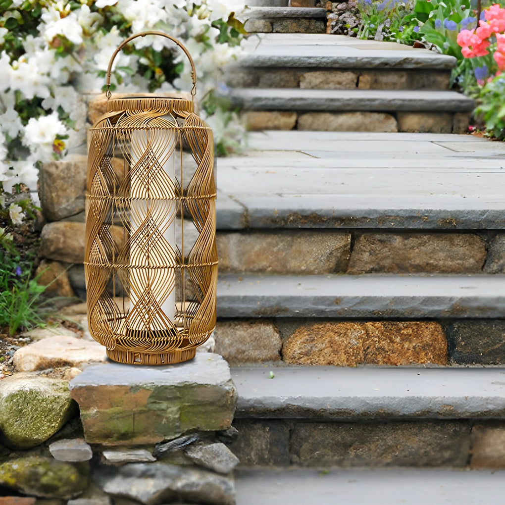 WINTHROP WOVEN SOLAR FLOOR LANTERN