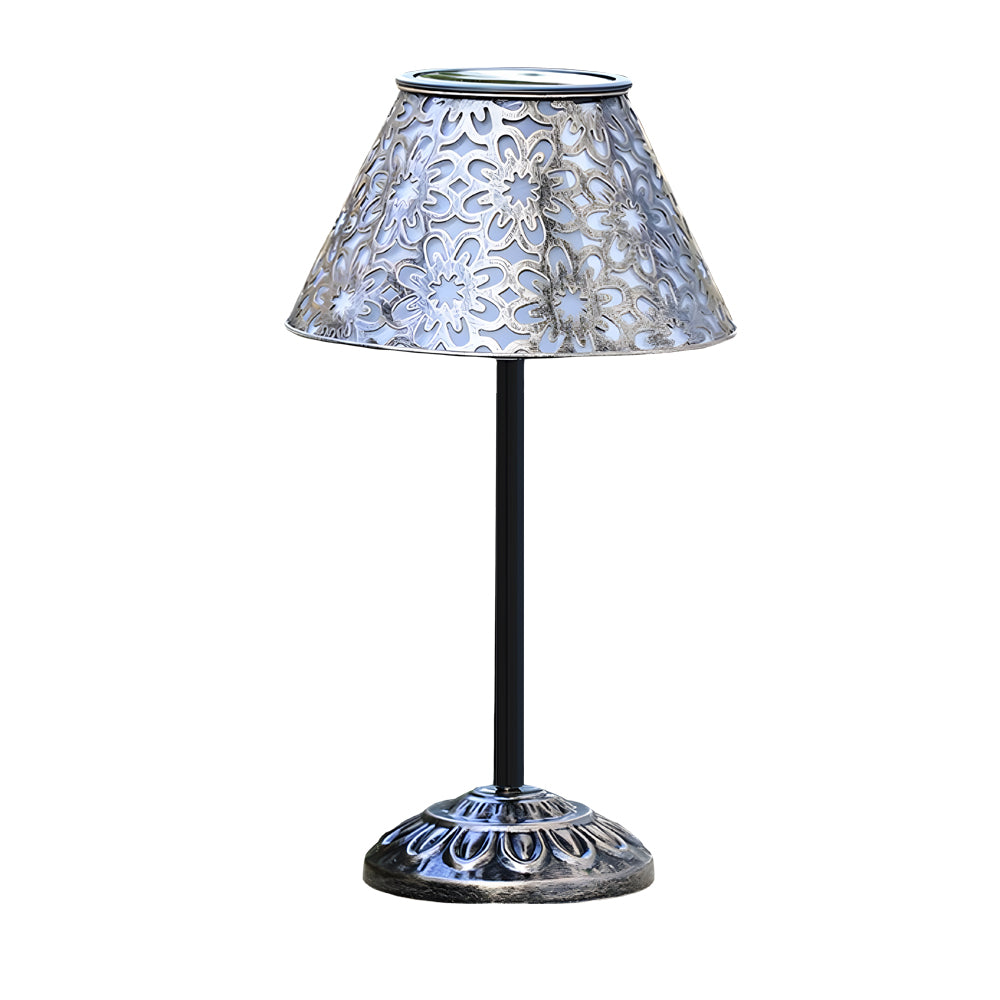 WINDSOR SILVER METAL OUTDOOR SOLAR LANTERN WITH LED ILLUMINATION