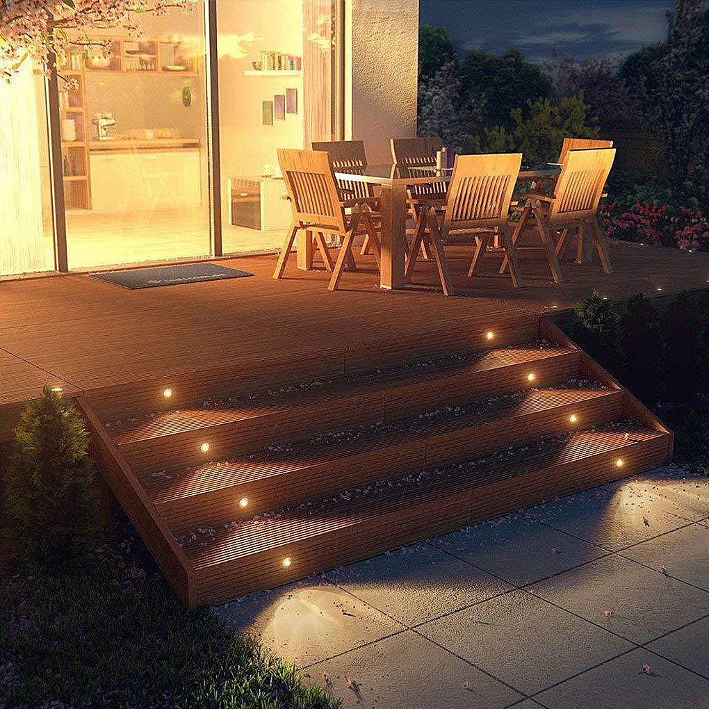 WINTERBOURNE LUMINOUS STAINLESS STEEL 1.5W LED GROUND LIGHTS FOR PATIOS AND STAIRS