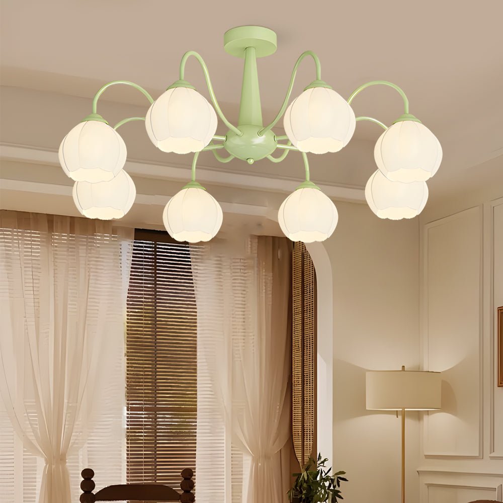 FLORENTINE TRIO DIMMERED CEILING LANTERN WITH ORCHID ACCENTS