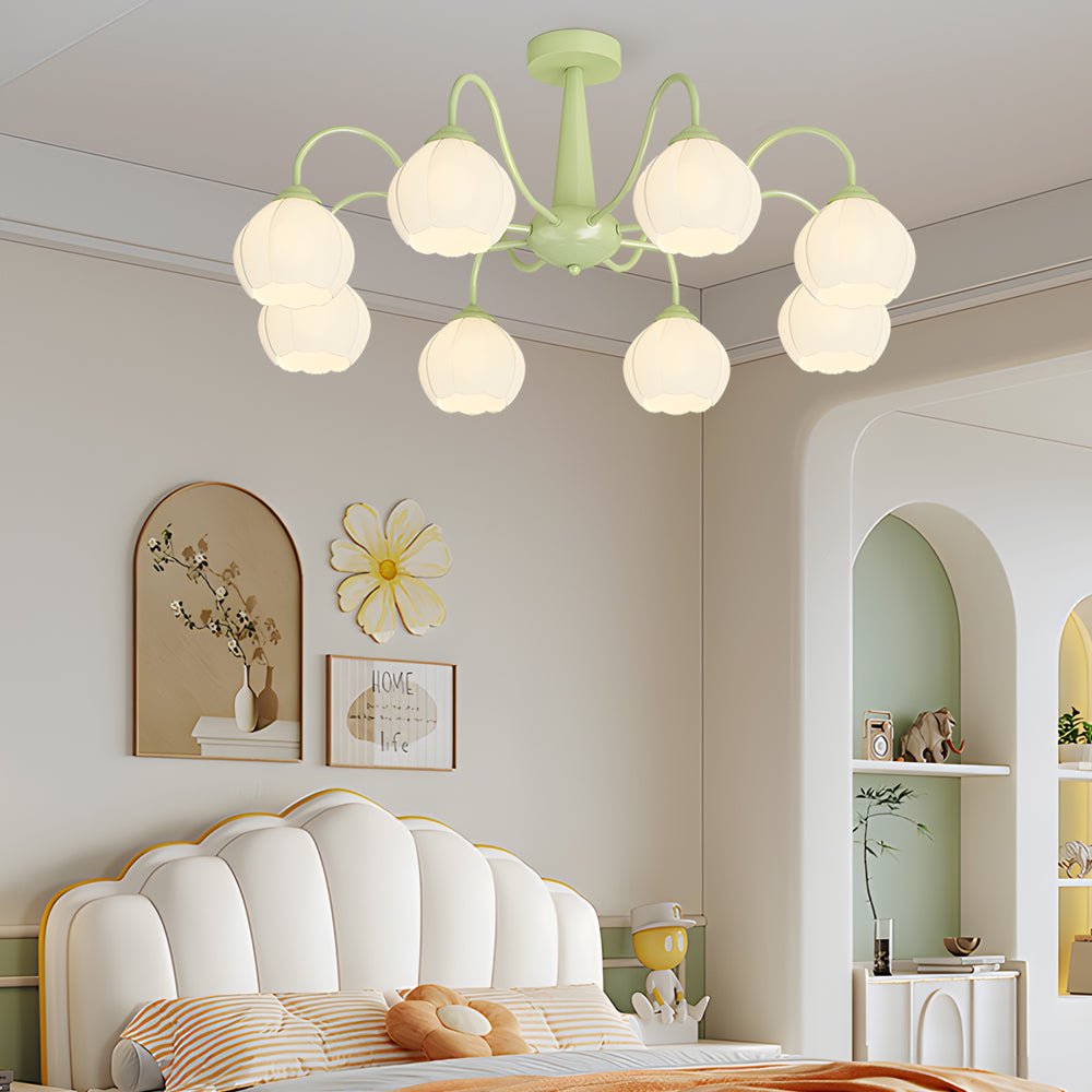 FLORENTINE TRIO DIMMERED CEILING LANTERN WITH ORCHID ACCENTS