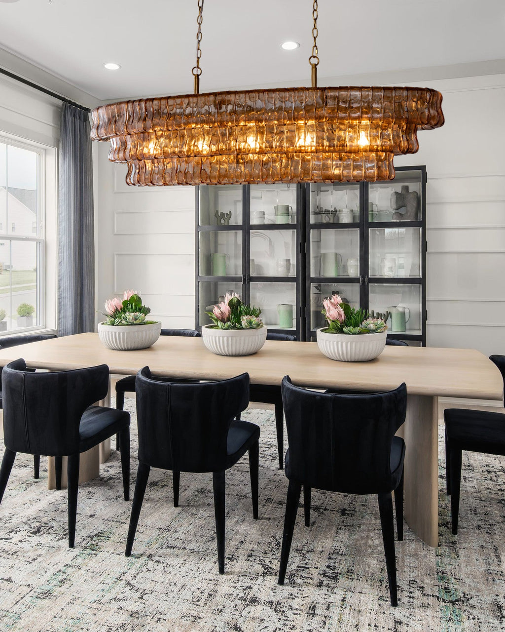 VITTORIO SMOKED GLASS OVATE CEILING LANTERN