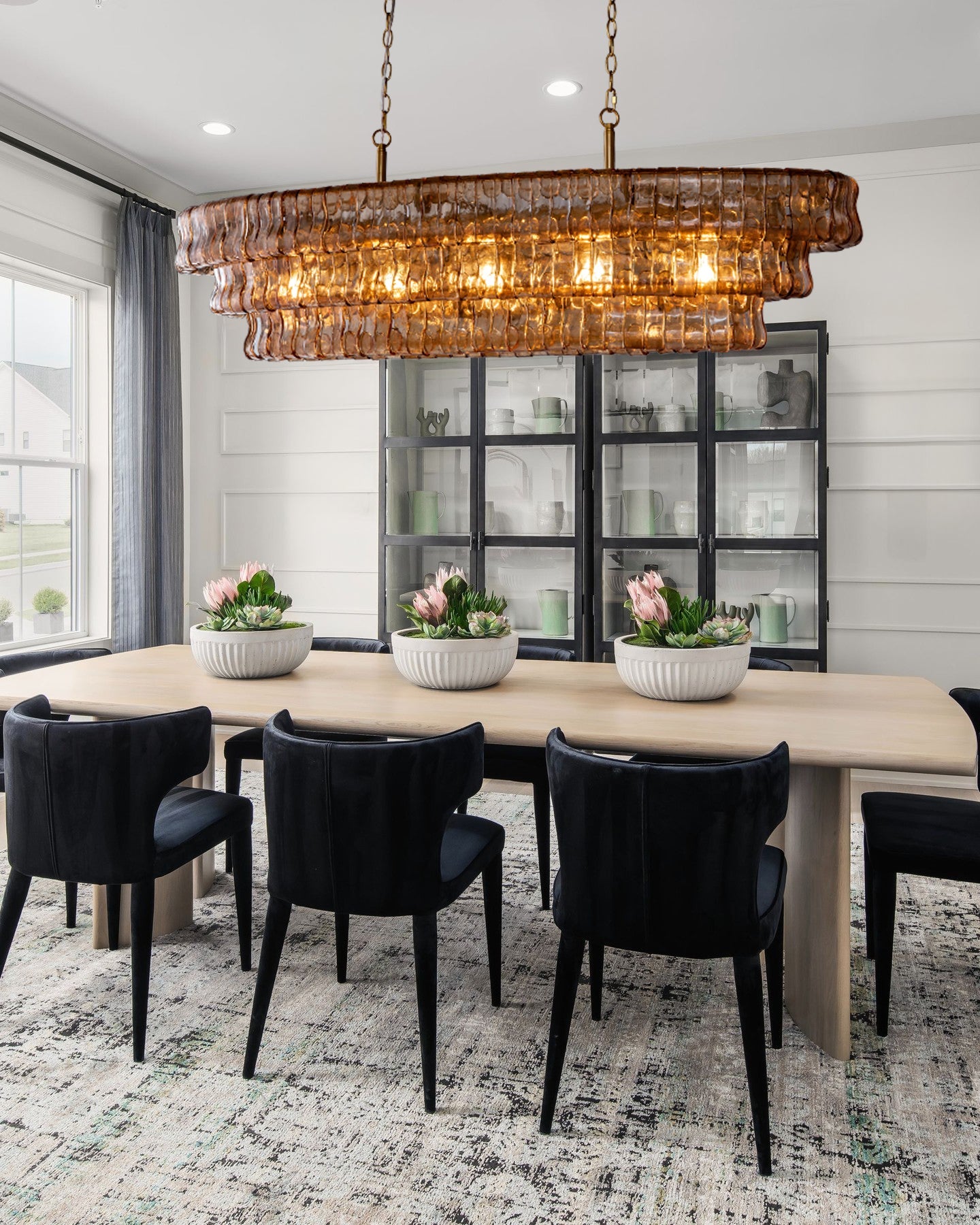 VITTORIO SMOKED GLASS OVATE CEILING LANTERN