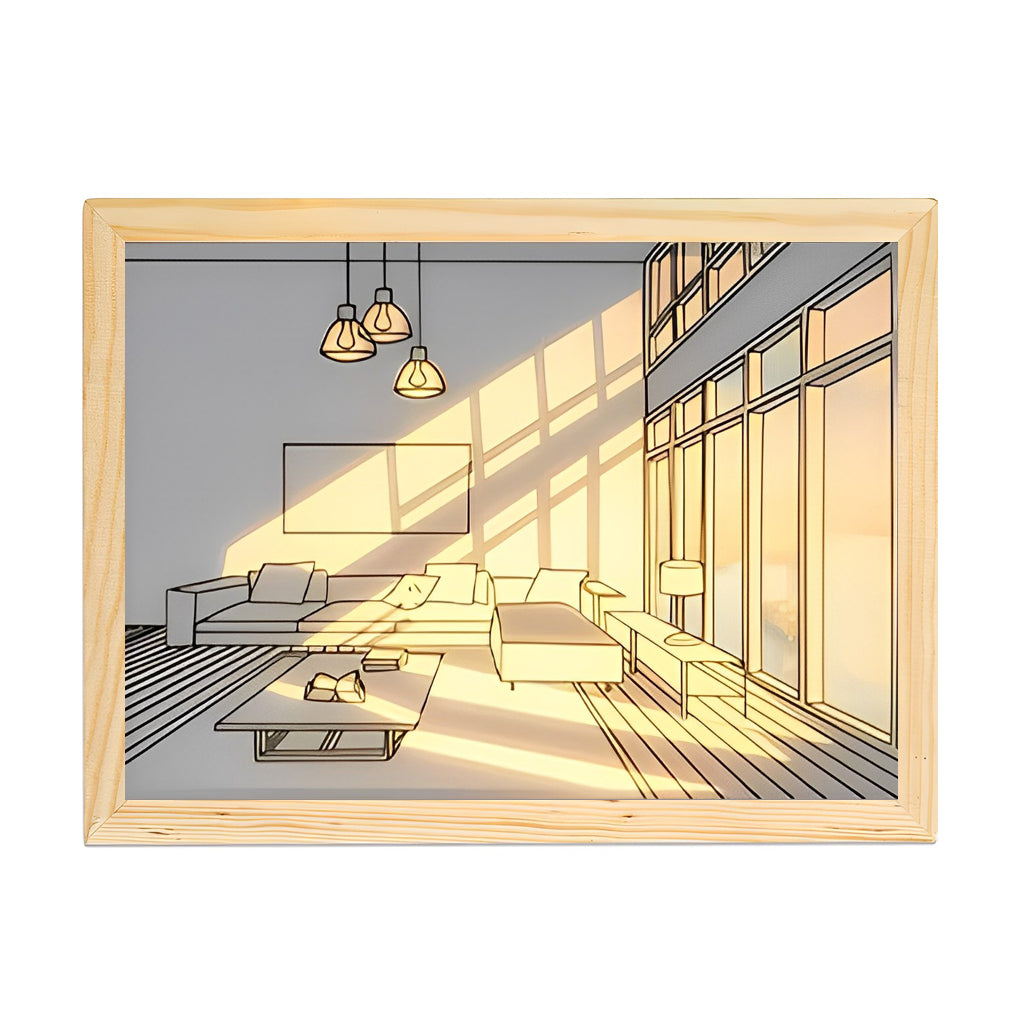 WINTERBOURNE WOODEN FRAME TOUCH-SENSITIVE DIMMABLE SUNSET ILLUMINATION ART LIGHT