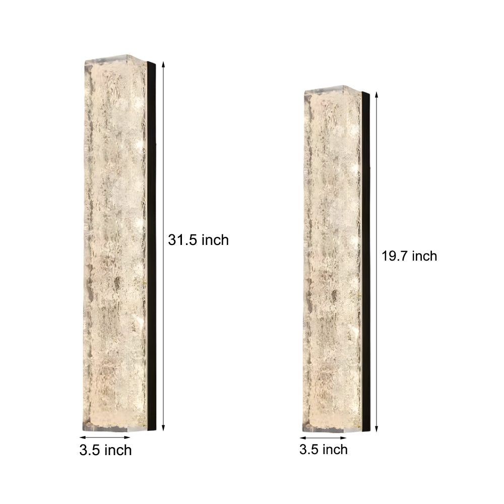 RAVENSTHORPE RECTANGULAR BRASS LED WALL LANTERN WITH ICE RESIN ACCENTS