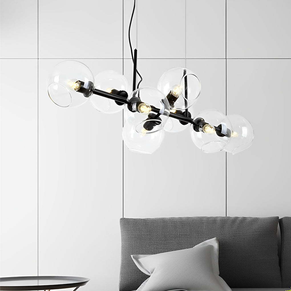 WINTHROP EIGHT-BULB GLASS SHADE CHANDELIER FOR DINING SPACES