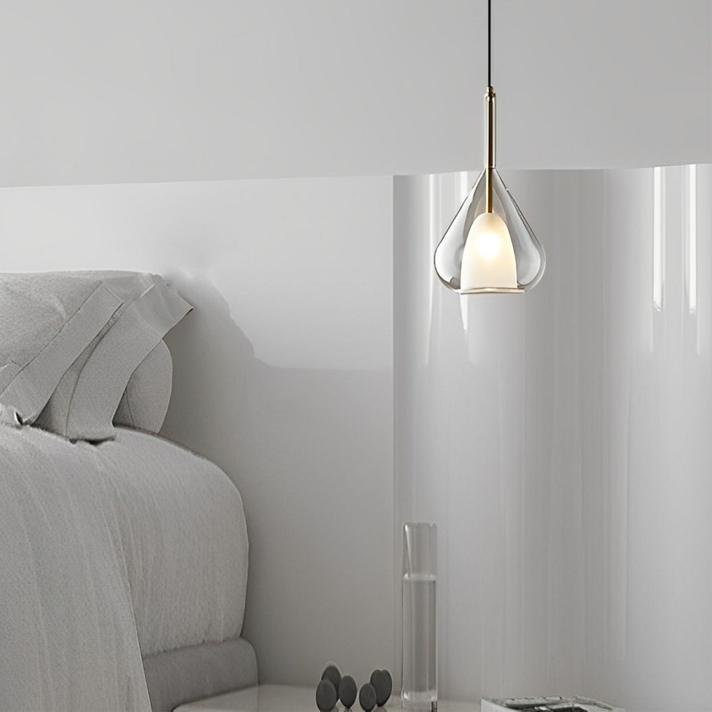 FENWICK AQUA DROPLET DOUBLE-TIERED GLASS PENDANT